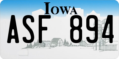 IA license plate ASF894