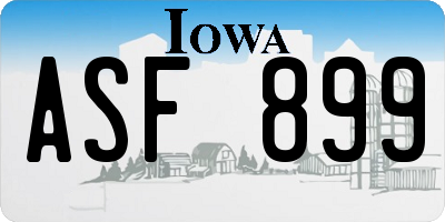 IA license plate ASF899