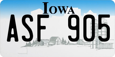 IA license plate ASF905