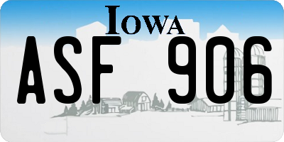 IA license plate ASF906
