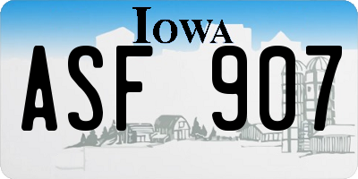 IA license plate ASF907