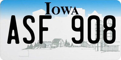 IA license plate ASF908