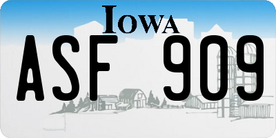 IA license plate ASF909