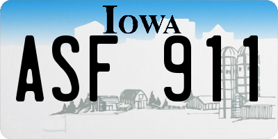 IA license plate ASF911