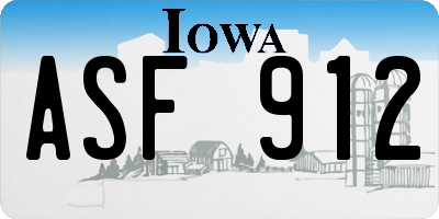IA license plate ASF912