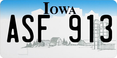 IA license plate ASF913