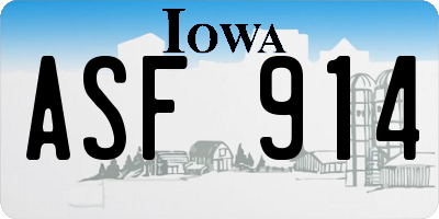 IA license plate ASF914