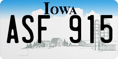 IA license plate ASF915