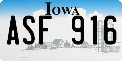 IA license plate ASF916
