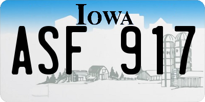 IA license plate ASF917