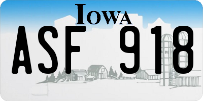 IA license plate ASF918