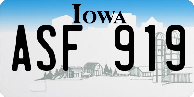 IA license plate ASF919