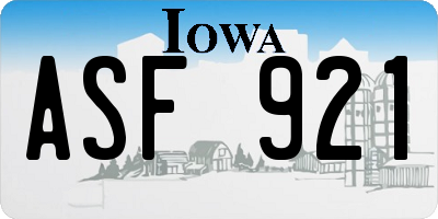 IA license plate ASF921