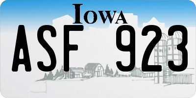 IA license plate ASF923
