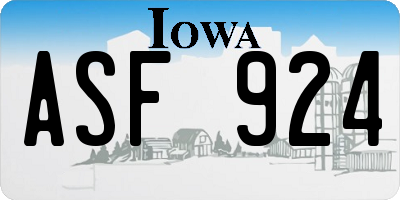 IA license plate ASF924