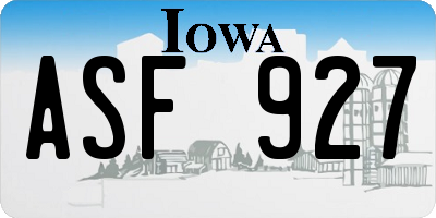 IA license plate ASF927