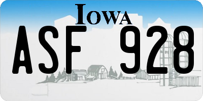 IA license plate ASF928