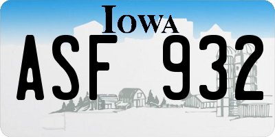 IA license plate ASF932