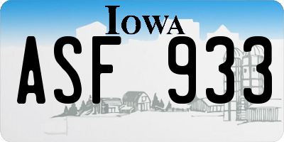 IA license plate ASF933