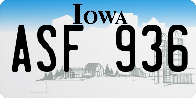 IA license plate ASF936