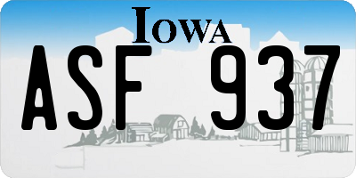 IA license plate ASF937