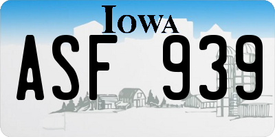 IA license plate ASF939