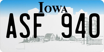 IA license plate ASF940