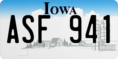 IA license plate ASF941