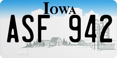 IA license plate ASF942