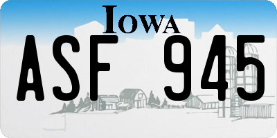 IA license plate ASF945