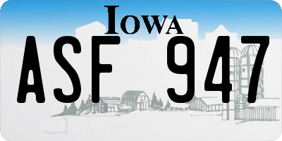IA license plate ASF947