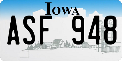 IA license plate ASF948