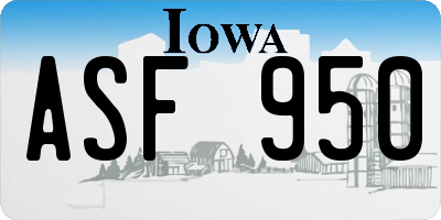 IA license plate ASF950