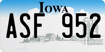 IA license plate ASF952