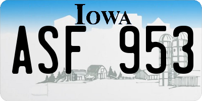 IA license plate ASF953