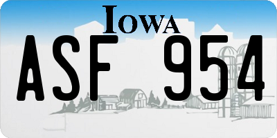 IA license plate ASF954