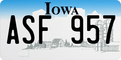 IA license plate ASF957