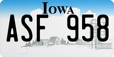 IA license plate ASF958