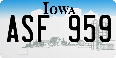 IA license plate ASF959