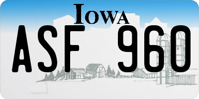 IA license plate ASF960