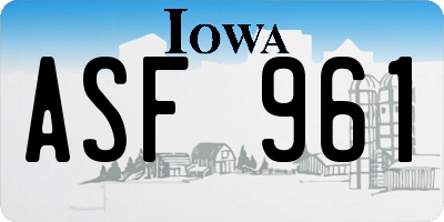 IA license plate ASF961