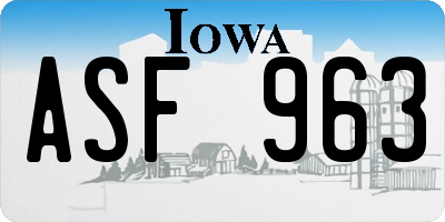 IA license plate ASF963