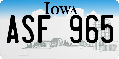 IA license plate ASF965