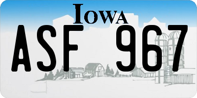 IA license plate ASF967