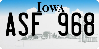 IA license plate ASF968