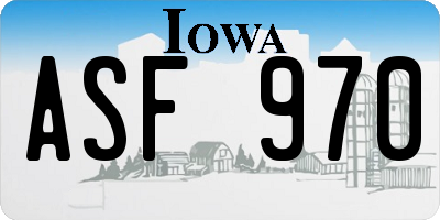IA license plate ASF970