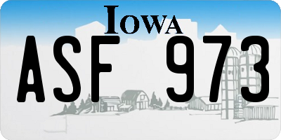 IA license plate ASF973