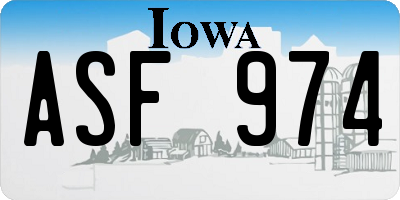 IA license plate ASF974