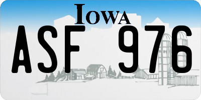 IA license plate ASF976