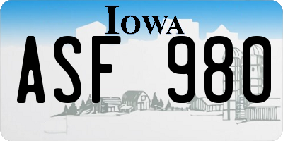 IA license plate ASF980